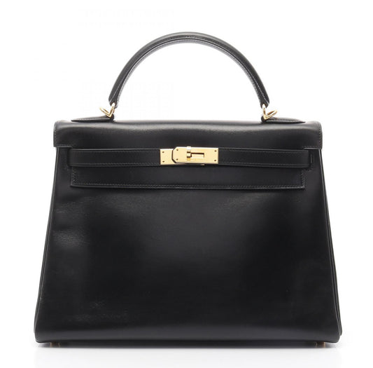 【お客様リクエスト品】HERMES KELLY 32 ブラック×金具ゴールド 内縫い